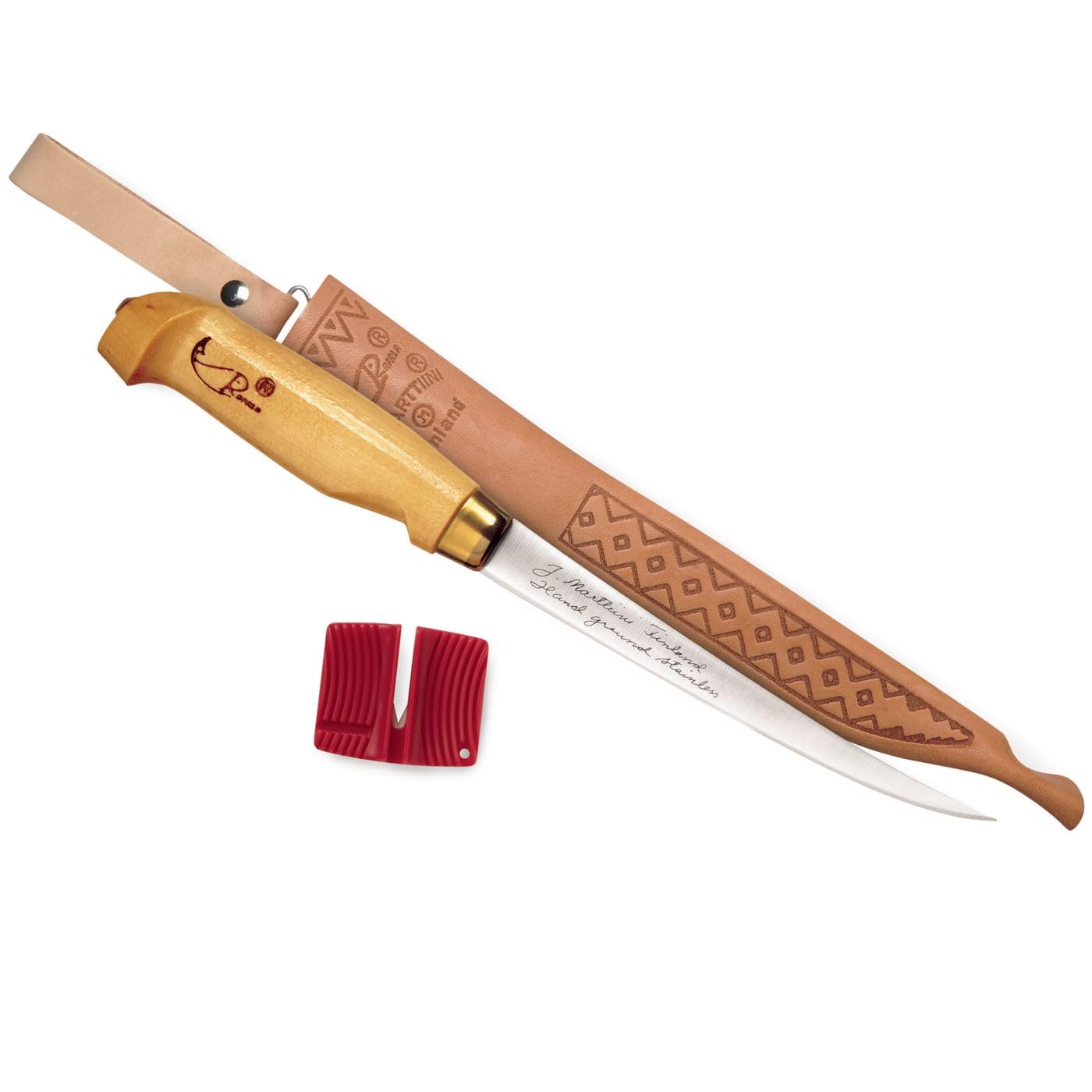 Rapala 4 Inch Fish’n Fillet Knife with Built-In Single-Stage Sharpener and Sheath, Stainless Steel Fishing Knife
