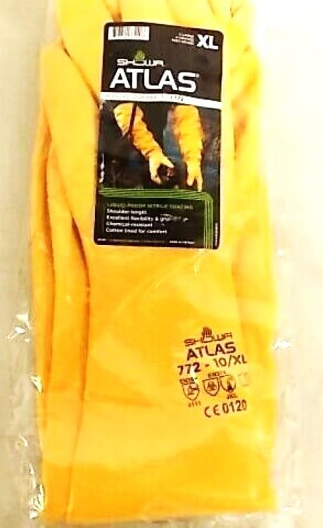Atlas Trapping Gauntlets Shoulder Length Water Proof Trapper Glove Gloves Yellow Size XL