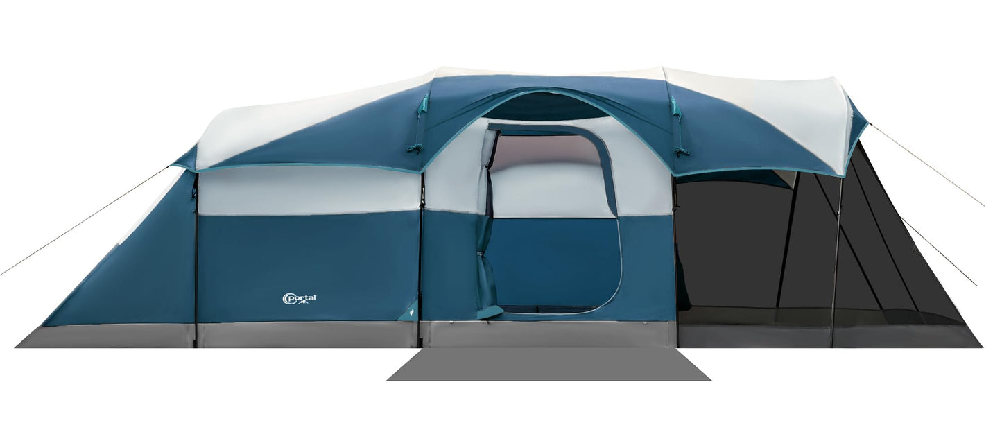 PORTAL 6/8/10 Person Family Camping Tent with Screen Room, Water Resistant Big Tunnel Tent with Rainfly, Large Family Tent for Outdoor Camping, Party