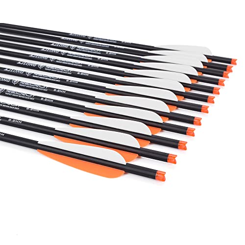 Carbon Crossbow Bolts 16 18 20 Inch Hunting Archery Arrows with 4" Vanes Replaced Arrowhead Tip (Pack of 12)