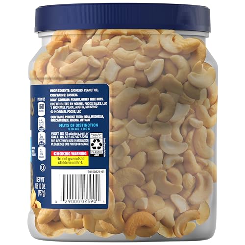 PLANTERS Fancy Whole Cashews with Sea Salt, 26 Ounces ( Pack of 1) Resealable Jar - Made with Simple Ingredients - Good Source of Vitamins and Minerals - Kosher (Packaging May Vary)