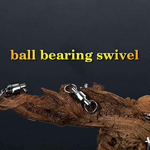 AMYSPORTS Barrel Ball Bearing Swivel Saltwater Stainless Rolling Fishing Swivel Steel High Strength Fishing Swivels Connector Solid Welded Rings Black Nickel