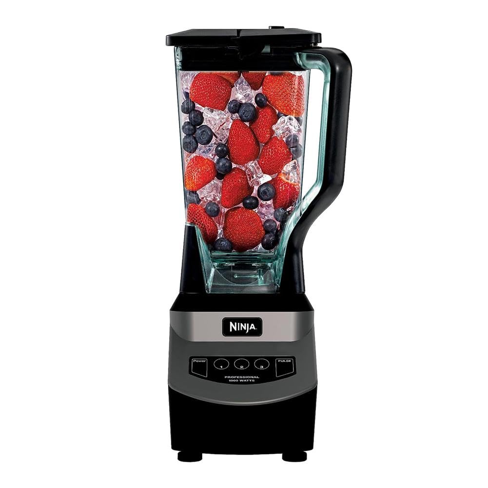 Ninja Professional Blender 1000W, Total Crushing Technology for Smoothies, Ice Crushing & Frozen Fruit, Full-Size Countertop Blender, 72-oz. Pitcher, Black & Grey, BL610