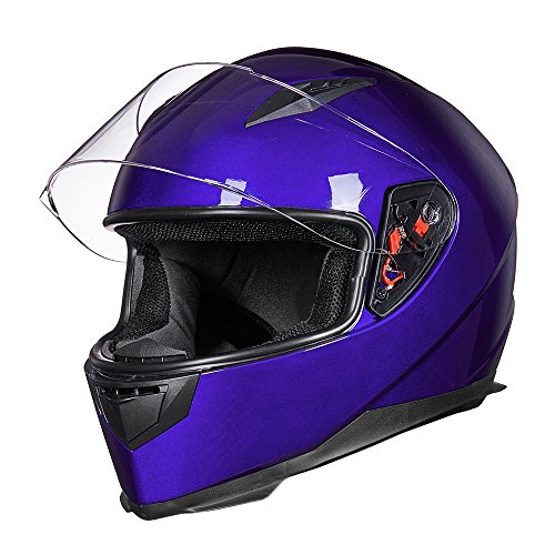 ILM Full Face Motorcycle Street Bike Helmet with Removable Winter Neck Scarf + 2 Visors DOT Model-JK313