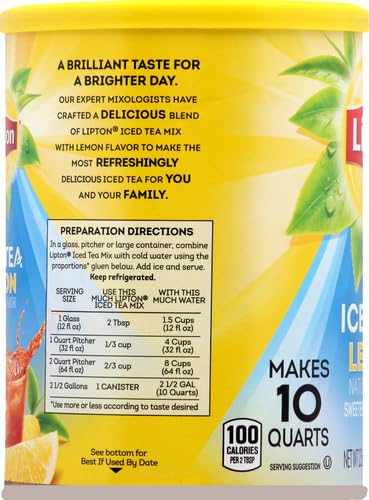 Lipton Lemon Iced Tea Mix, Sweetened, Makes 10 Quarts
