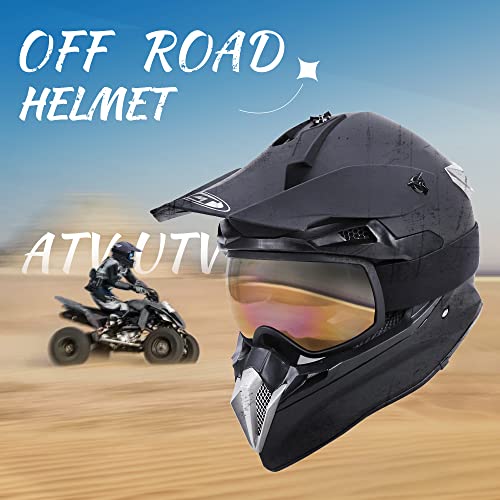 Adult Motocross Dirt Bike Helmet with Goggle, Gloves & Mask - DOT/FMVSS-218 Off-Road Motorcycle & ATV Helmet with Adjustable Sun Visor