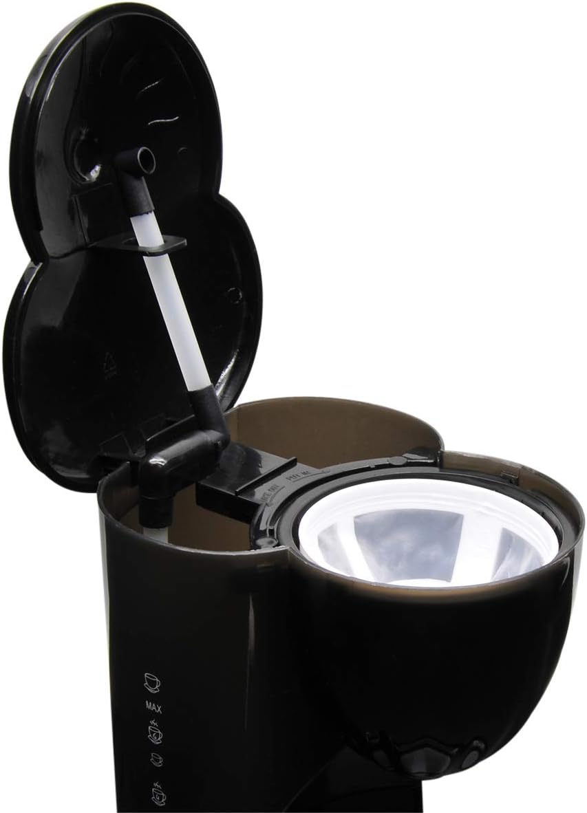 RoadPro RPSC785 12-Volt Coffee Maker with Glass Carafe Reusable Filter 20oz Capacity, Black