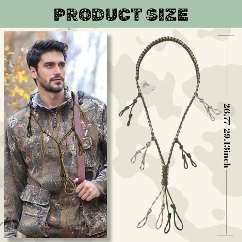 Duck Call Lanyard with 12 Adjustable Loops Paracord Hunting Goose Calls Duck Hunting Accessories Hand Braided Goose Calls for Predator Ducks Goose Hanger