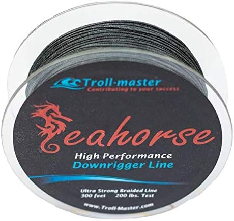 Seahorse High Performance Downrigger Braided Line Black 200 Lbs Test 300 Feet Spool