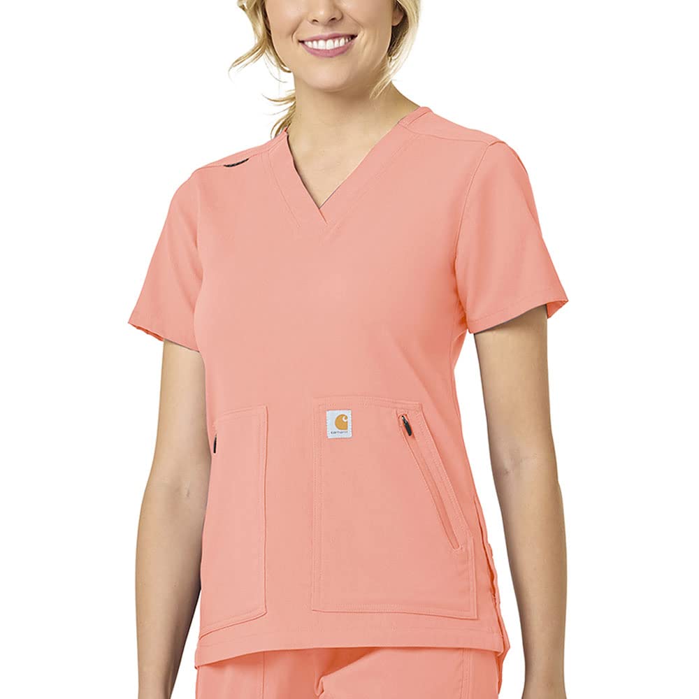 Carhartt Scrubs C12237 Women's Rugged Flex® Modern Fit 4-Pocket V-Neck - 2X-Large Regular - Sorbet