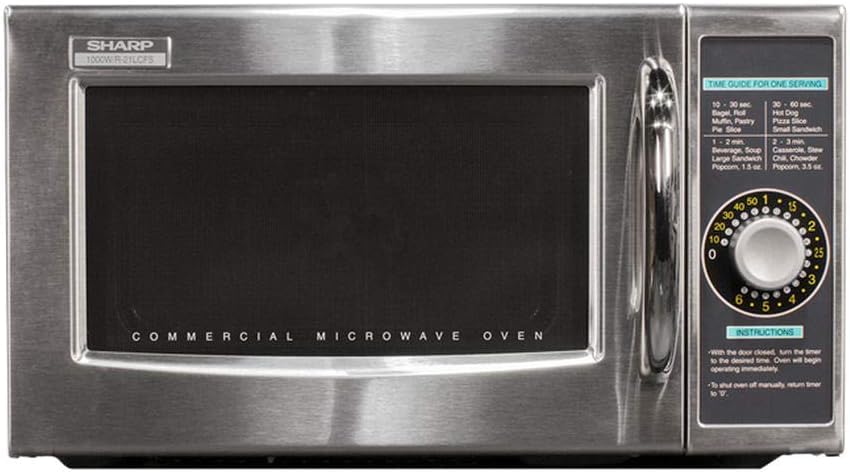 Sharp R-21LCFS Medium-Duty Commercial Microwave Oven with Dial Timer, Stainless Steel, 1000-Watts, 120-Volts