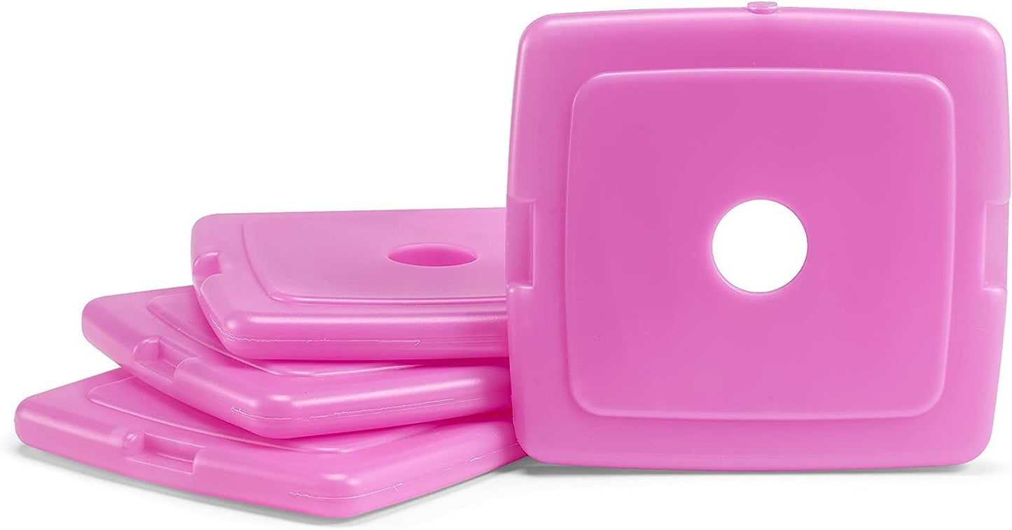 Cool Coolers by Fit & Fresh 4 Pack Slim Ice Packs, Quick Freeze Space Saving Reusable Ice Packs for Lunch Boxes or Coolers, Multi Colored