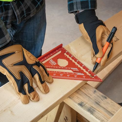 Klein Tools 935FSQ Framing Square, 24-Inch x 16-Inch, L Shape Carpenter Woodworking Tool with Laser Etched Rafter Tables and Octagon Scales