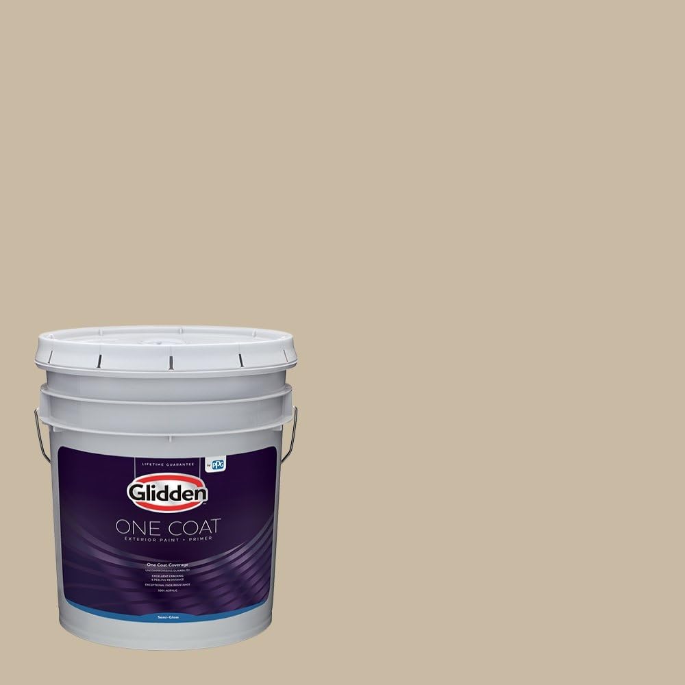 Glidden Exterior Paint + Primer: Beige/Toasted Almond, One Coat, Satin, 1-Gallon