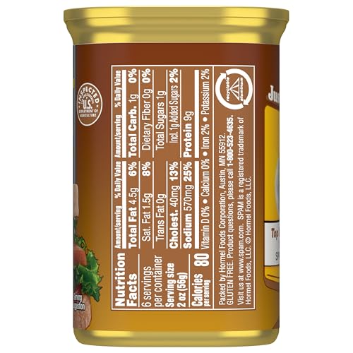 SPAM with Real HORMEL Bacon, 7 g protein, 12 oz (Pack of 12)
