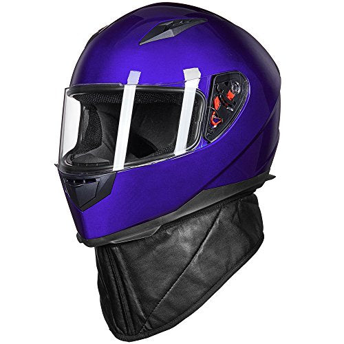 ILM Full Face Motorcycle Street Bike Helmet with Removable Winter Neck Scarf + 2 Visors DOT Model-JK313