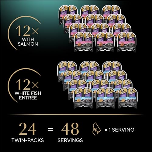 Sheba Perfect Portions Wet Cat Food Pate with Sustainable Salmon, Signature Seafood Entree, and Tender Whitefish and Tuna Entree Variety Pack, 2.6 oz. Twin Pack Trays (24 Count, 48 Servings)