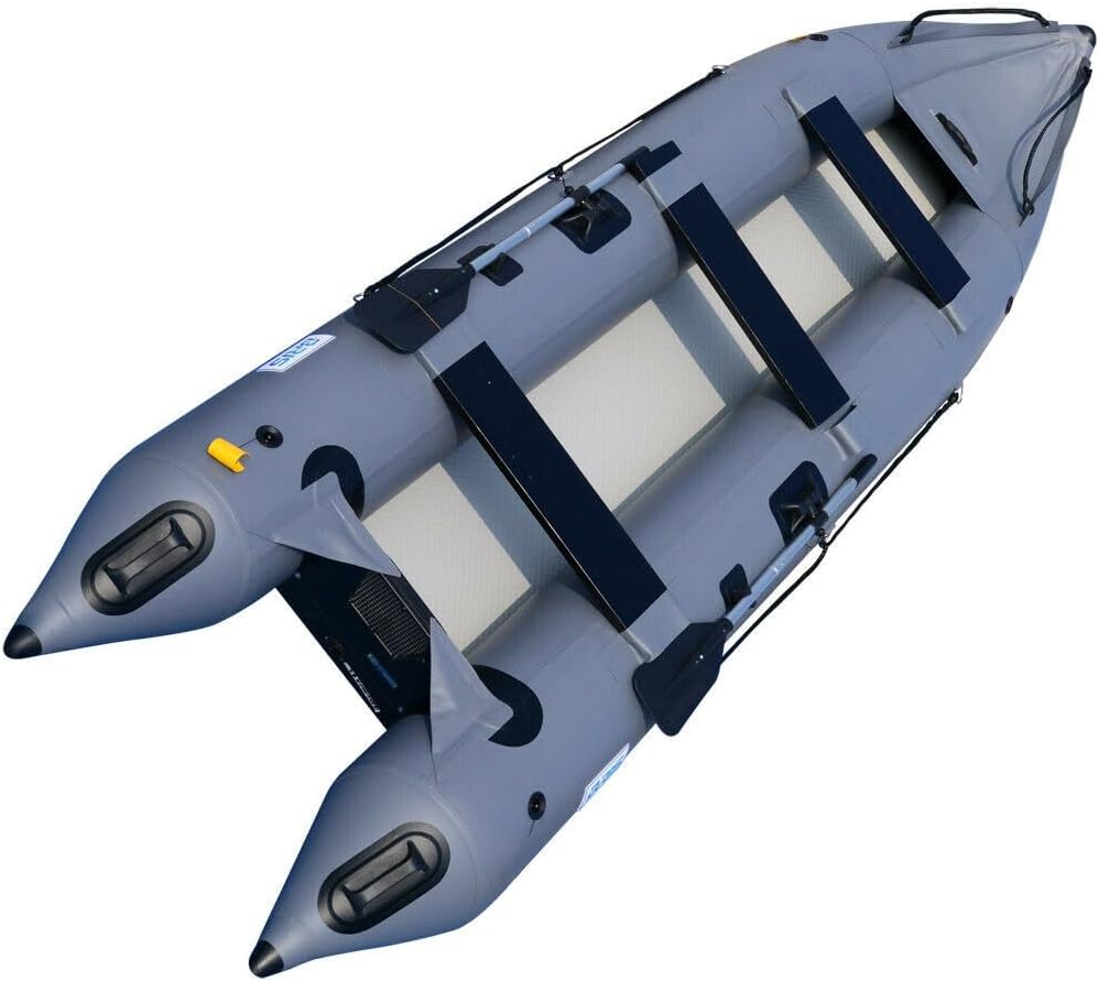 BRIS 14.1ft Inflatable Boat Inflatable Kayak 3 Person Kayak Canoe Fishing Inflatable poonton Boat