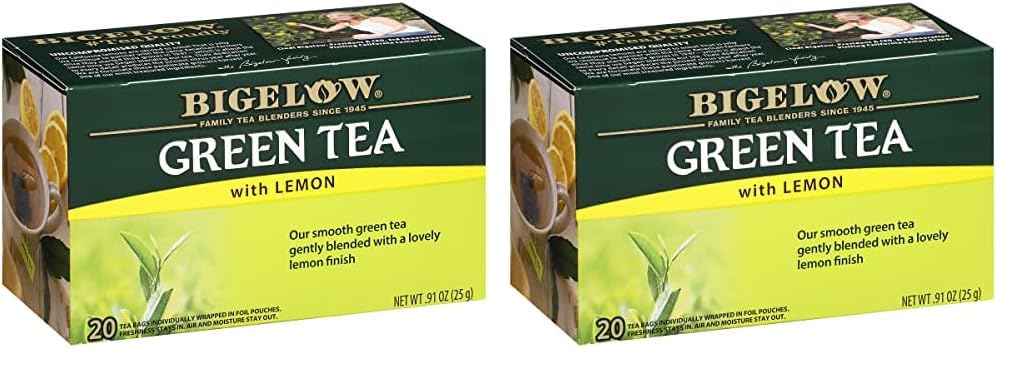 Bigelow Tea Green Tea Variety Pack, Classic Green Tea, Lemon, Pomegranate, Mint, Peach and Constant Comment Flavors, 20 Count Box (Pack of 6), 120 Total Tea Bags