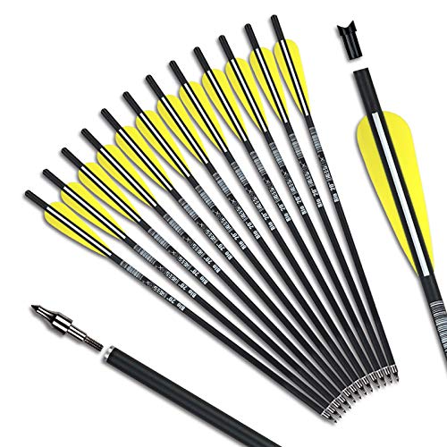 12 Pack 16 18 20 22 Inch Carbon Crossbow Bolts With 4 Inch Vanes NIKA ARCHERY