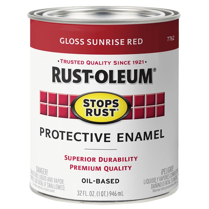 Rust-Oleum 7779502 Stops Rust Brush On Paint, Quart, Gloss Black, 32 Fl Oz (Pack of 1)