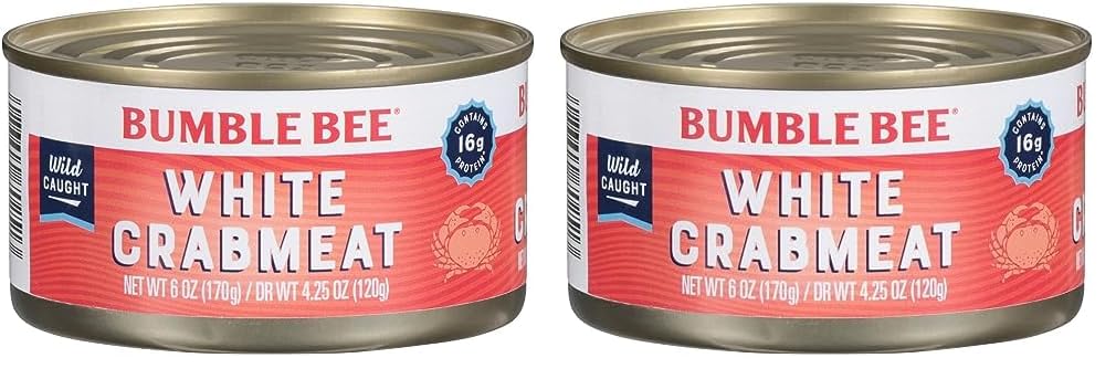 Bumble Bee White Flake Crab Meat in Water, 6 oz Can - 16g Protein & 1g Carb Per Serving - Wild Caught, Flaky, Drain Before Use, 6 Ounce (Pack of 1)
