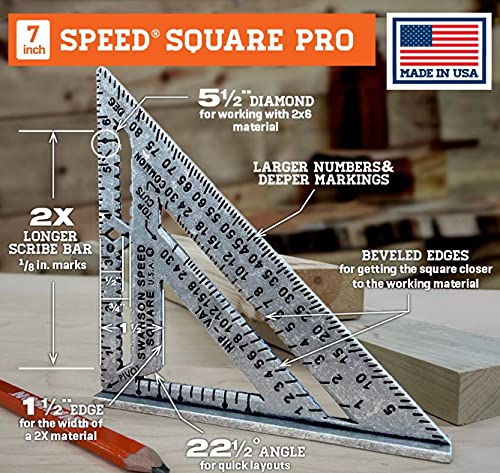 SWANSON Tool Co S0101 7 Inch Speed Square, Blue