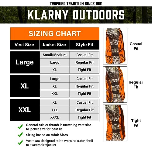 Klarny Orange Safety Vest, High-Visibility, Waterproof Deer and Bow Hunting Gear, Quiet Hunter Vests and Hunting Accessories