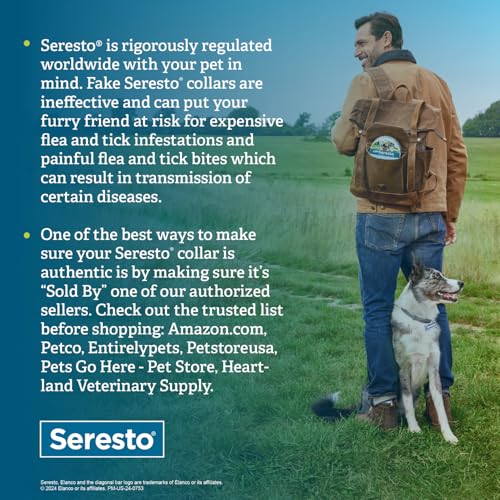 Seresto Large Dog Vet-Recommended Flea & Tick Treatment & Prevention Collar for Dogs Over 18 lbs. | 8 Months Protection