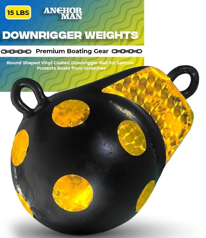 Anchor-Man Downrigger Weights, Vinyl Coated Downrigger Ball for Fishing Boats, Stable Keel Precision Control & Attracts Fish Easy Retrieval