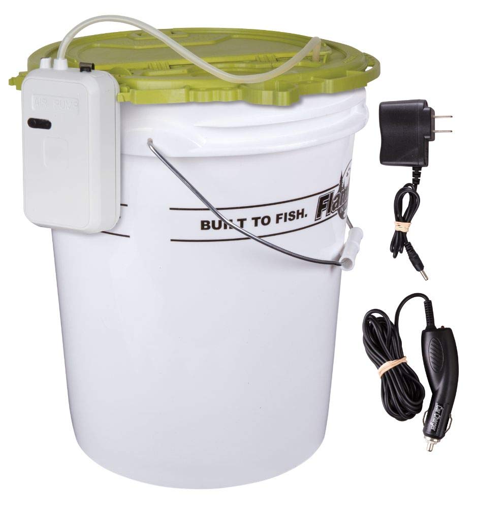 Flambeau Outdoors 6084FA 8 Qt. Insulated Bait Bucket with Water Resistant Aerator One Combo Pack, Live Bait Bucket and Aerator, Lime Green/White