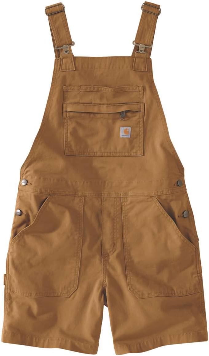 Carhartt Women's Rugged Flex Relaxed Fit Canvas-Shortall-Brown, Large US