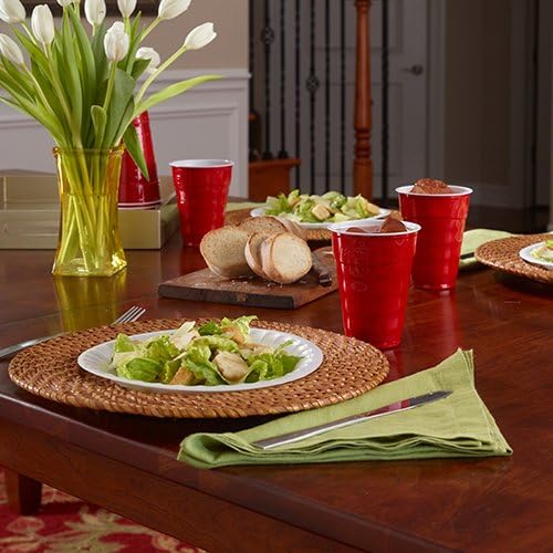 Hefty Party On Red Plastic Cups, Disposable Plastic Party Cups for Easy Cleanup and Large Gatherings, Red Cups for BBQs, Birthdays, Parties, and More, 18 Ounce, 50 Count