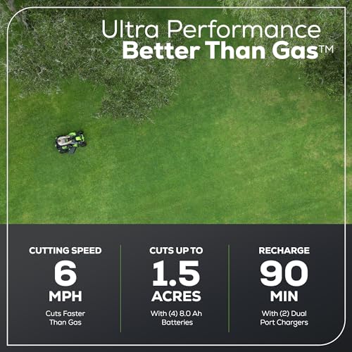 Greenworks 60V 21” Cordless (Push) Lawn Mower (LED Lights + Aluminum Handles), 5.0Ah Battery and Rapid Charger