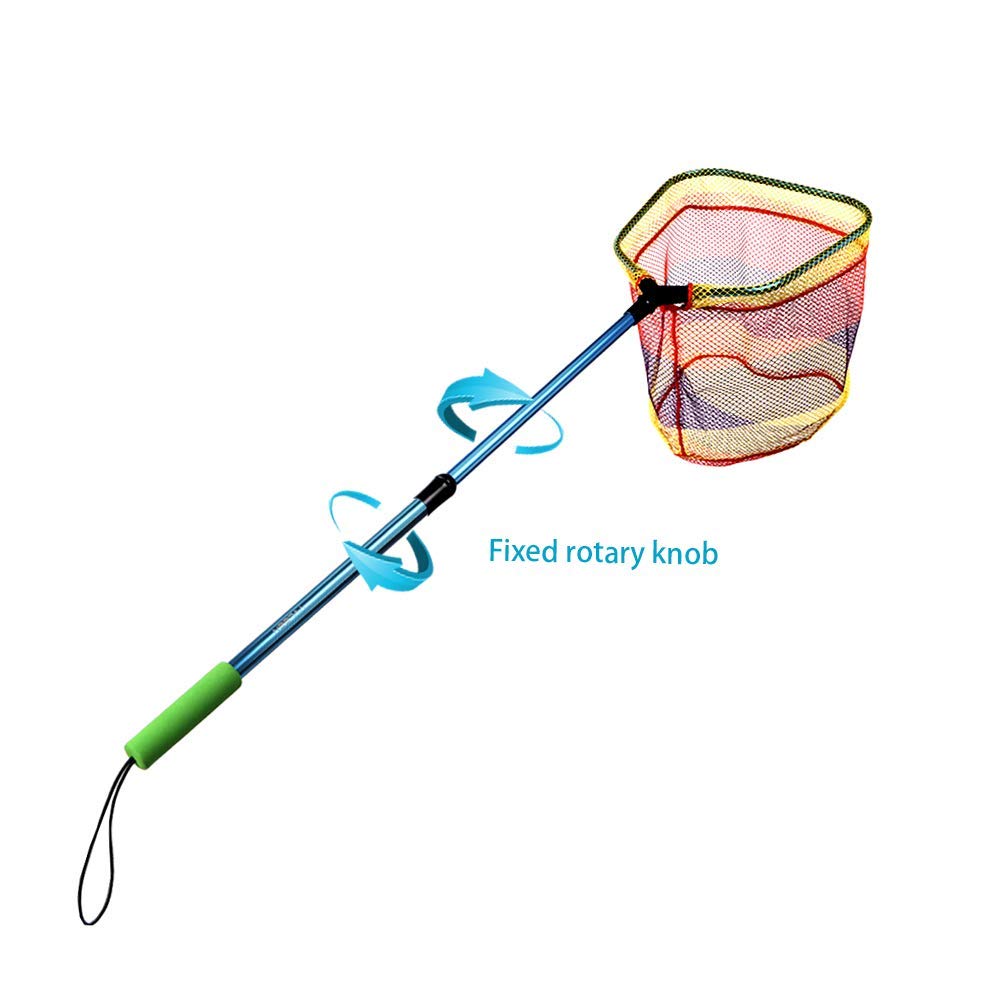 YVLEEN Kids Fishing Net for Lakes - Minnow Nets for Kids - Aluminum Collapsible Telescopic Fishing Pole Handle and Nylon Mesh Small Fishing net - Butterfly Nets for Kids Outdoor Playing
