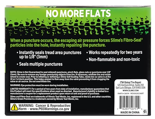 Bike Inner Tube with Slime Puncture Sealant, Extra Strong, Self Sealing, Prevent and Repair