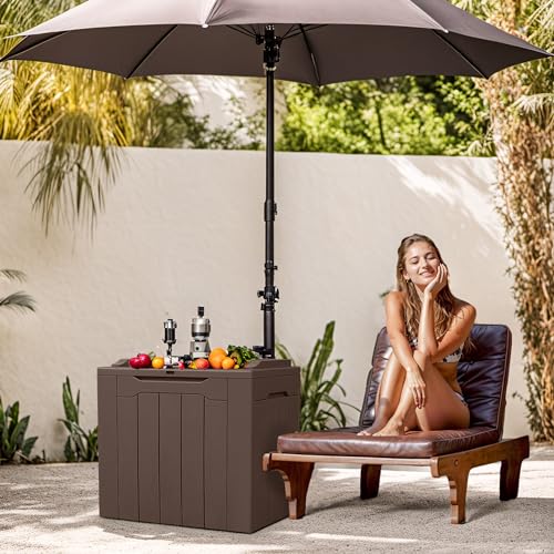 Devoko 100 Gallon Waterproof Large Resin Deck Box Indoor Outdoor Lockable Storage Container for Patio Furniture Cushions Garden Tools (100 Gallon, Black)