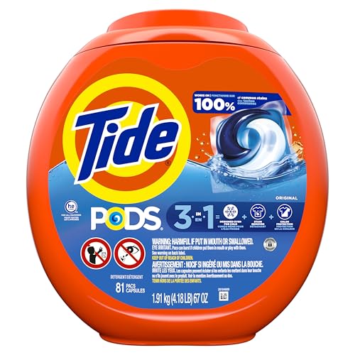 Tide PODS Laundry Detergent Pacs, 3-in-1 Stain Remover, Odor Fighter, Color Protector, 112 Count, HE compatible, Original Scent