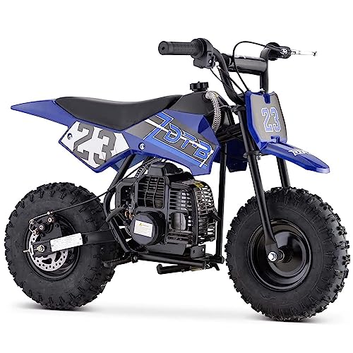 Mini Kid Dirt Bike, 49 CC 2-Stroke Gas Bike with Off-Rode Tire, Suspensions, Disc Brakes, Max Load 160Lbs, Up to 20Mph, EPA Approved