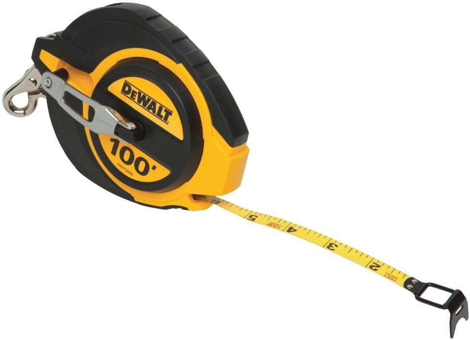 DEWALT Tape Measure, 100-Foot, Self-Lock, Solid Chrome Finish, Rubber Grip (DWHT34036L)