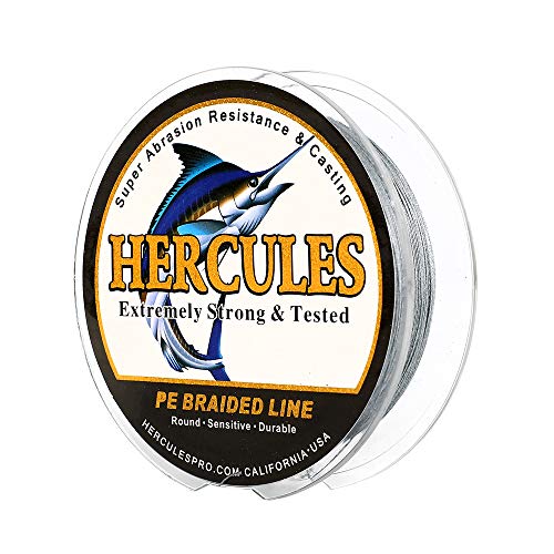 HERCULES Cost-Effective Super Cast 8 Strands Braided Fishing Line 10LB to 300LB Test for Salt-Water,109/328/547/1094 Yards(100M/300M/500M/1000M),Diam.#0.12MM-1.2MM,Hi-Grade Performance,Variety Colors