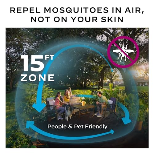 Thermacell Mosquito Repeller Patio Shield; Includes 12-Hour Refill; 15 Foot Zone of Protection; Highly Effective Mosquito Repellent for Patio; Bug Spray Alternative; Scent Free