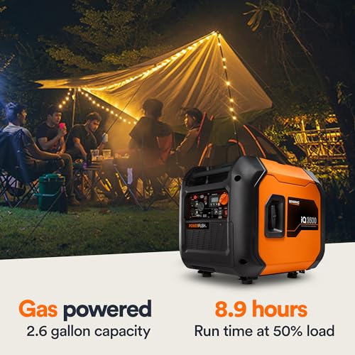 Generac 3,300-Watt Gas-Powered Portable Inverter Generator - Lightweight Design - USB Ports for Mobile Device Charging - COsense Technology - Perfect for Home use - Orange/Black