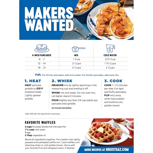 Krusteaz Complete Buttermilk Pancake and Waffle Mix, Light & Fluffy, 5 lb Bags (Pack of 6)