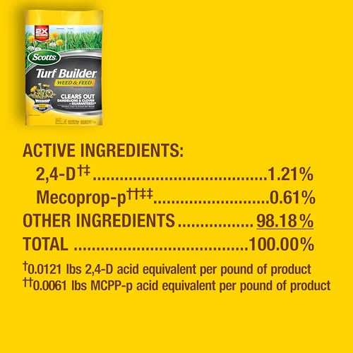 Scotts Turf Builder Weed and Feed3 - Weed Killer Plus Lawn Fertilizer, Controls Dandelion and Clover, Grass Fertilizer For Up To 5,000 sq. ft., 14.29 lbs.