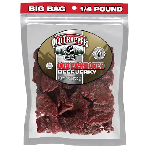Old Trapper Beef Jerky, Old-Fashioned 10-Ounce Bag, Tender Meat Snacks for Lunches or Between Meals, 11 Grams of Protein, Zero Grams of Fat, and 70 Calories per Ounce (Pack of One)