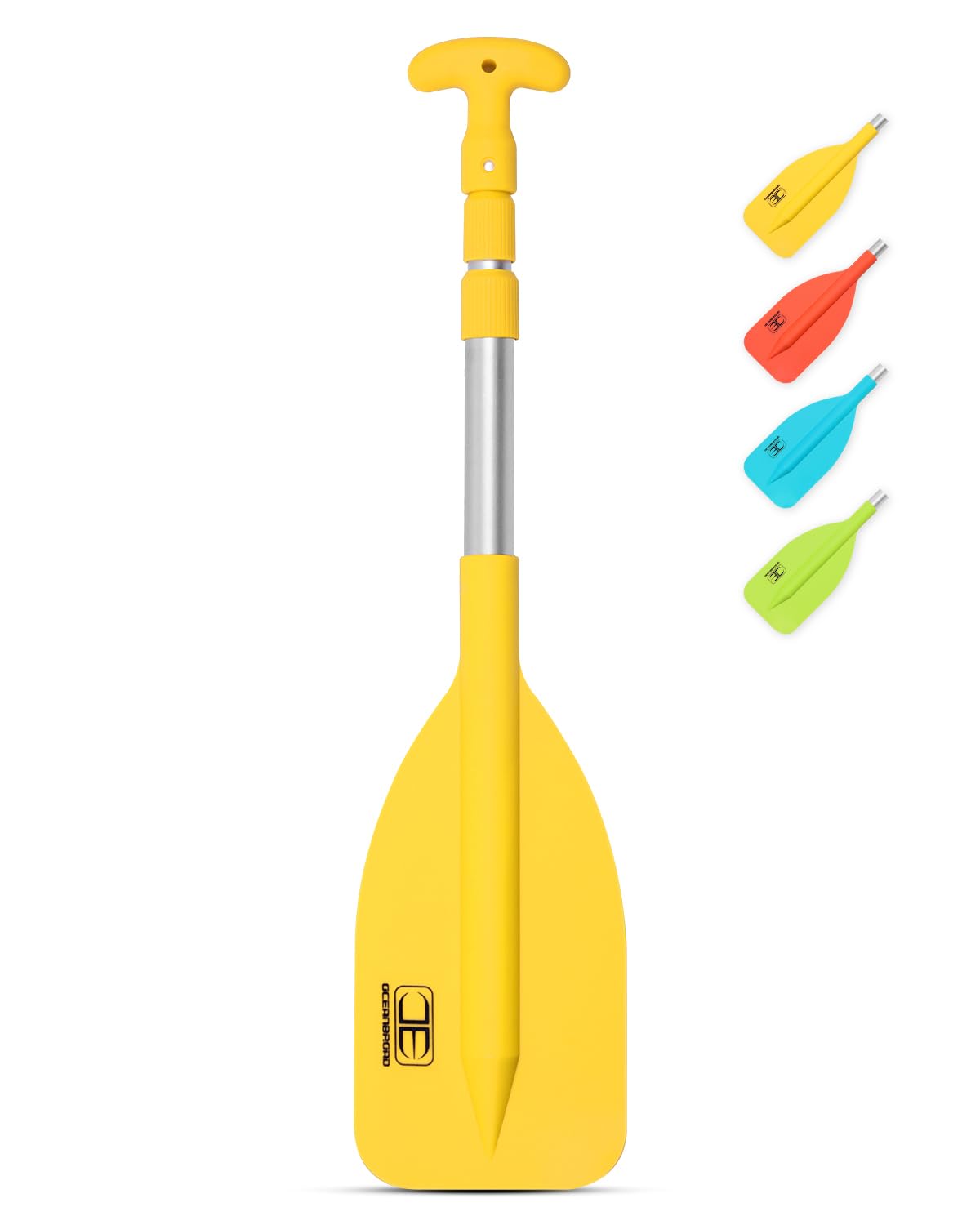 OCEANBROAD Telescoping Emergency Paddle 21''-42''(Assembling Required) Collapsible Paddles Aluminium Shaft for Kayaking Boating Canoeing River Tubing, Yellow, 1 Paddle