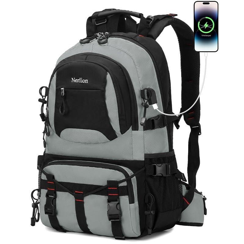 Nerlion 40L Hiking Backpack Travel Backpack for Men Women Camping Waterproof Outdoor Hiking Daypack Lightweight Backpack (Orange)
