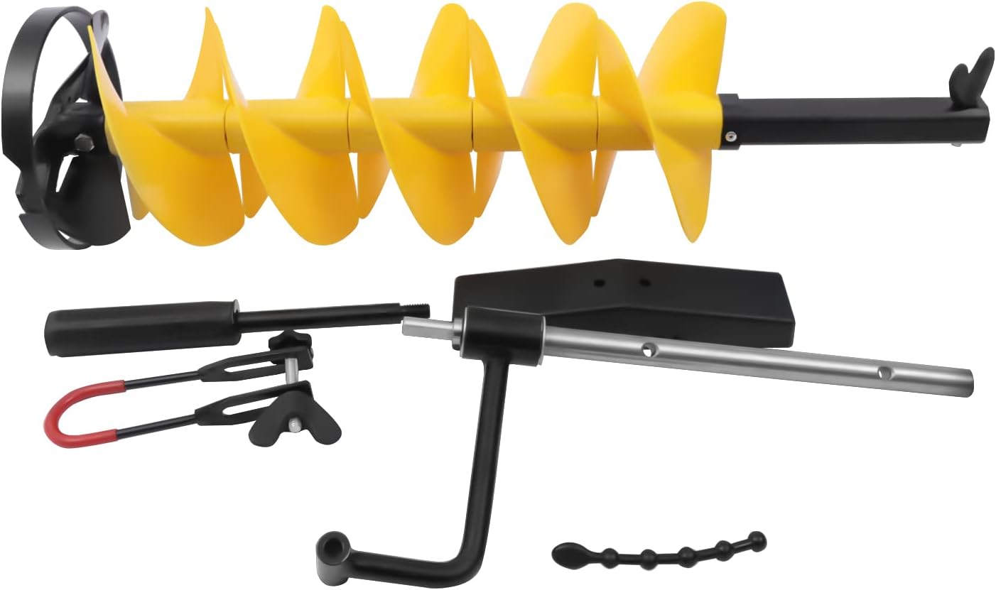 8" Cordless Ice Drill Auger Nylon Ice Fishing Drill W/Centering Point Blade with Drill Adapter & Top Plate for Ice Fishing