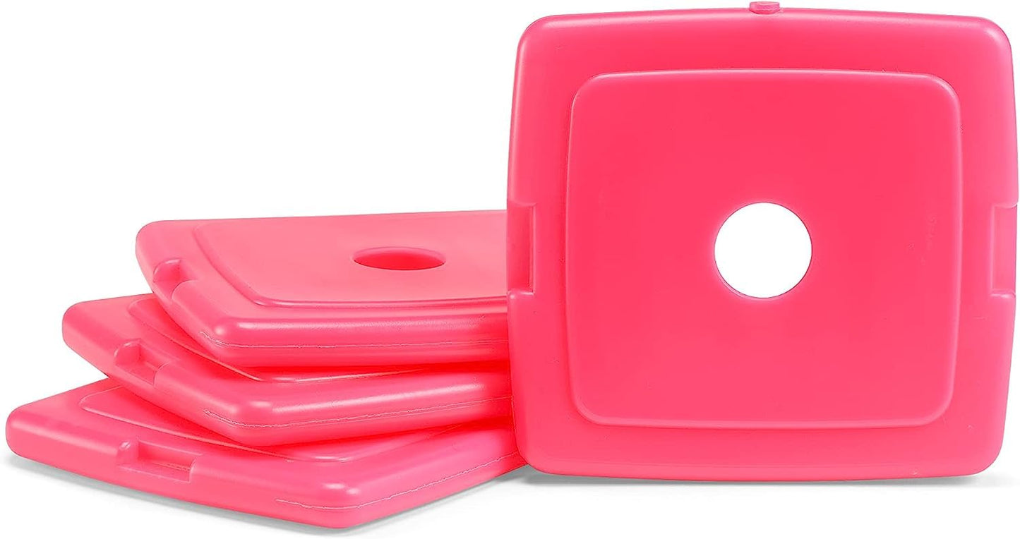 Cool Coolers by Fit & Fresh 4 Pack Slim Ice Packs, Quick Freeze Space Saving Reusable Ice Packs for Lunch Boxes or Coolers, Multi Colored